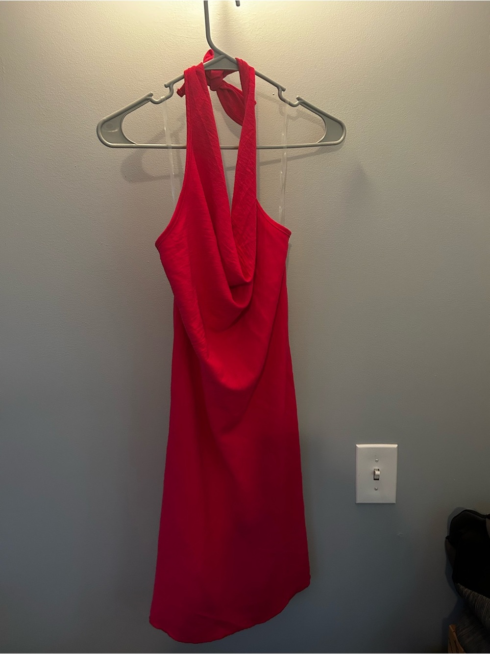 See You Monday Pink One-Shoulder Draped Halter Dress